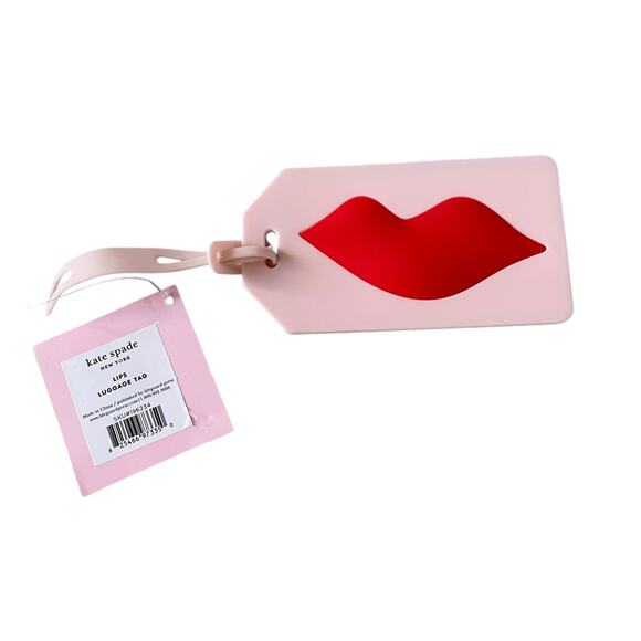 Kate Spade LIPS Luggage Tag Pink and Red Valentines Day New - Picture 4 of 4